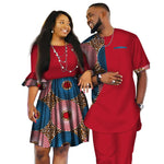 African Couple Clothes African Dashiki Print Two Piece Set Couple African Clothing for Lovers Men's Pants Set Women Dress WYQ80