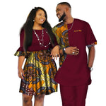 African Couple Clothes African Dashiki Print Two Piece Set Couple African Clothing for Lovers Men's Pants Set Women Dress WYQ80