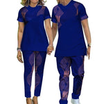 2 Piece Set Couple Clothes African Print Clothing Dashiki Shirt and Pants for Lovers Men's Women's Tops and Pants WYQ123