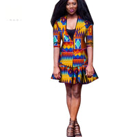 New Arrival African Sets For Women Dashiki Cotton Women Jacket and Mini Skirt Bazin Plus Size Africa Clothing WY6456