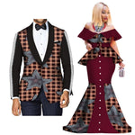 Fashion Custom African Couple Wedding Clothing Dashiki Women Skirt & Men Blazer for Lovers African Traditional Clothing WYQ276