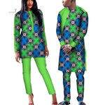 Dashiki African Wax Print Clothes for Couple Plus Size African Batik Two Piece Set Crop Top with Pants Couple Clothing WYQ168