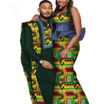 Bintarealwax Africa Style Couples Clothing Bazin Long Women Dress & Mens Robe set Dashiki Plus Size Wedding Clothing WYQ841