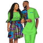 African Couple Clothes African Dashiki Print Two Piece Set Couple African Clothing for Lovers Men's Pants Set Women Dress WYQ80