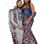 Bintarealwax Africa Style Couples Clothing Bazin Long Women Dress & Mens Robe set Dashiki Plus Size Wedding Clothing WYQ841