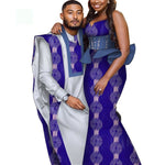 Bintarealwax Africa Style Couples Clothing Bazin Long Women Dress & Mens Robe set Dashiki Plus Size Wedding Clothing WYQ841