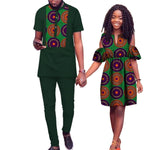 African Family Matching Clothes Couple Women Dress and Men T-shirt Suit Custom Plus Size Street Wear WYQ855