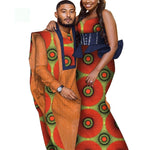 Bintarealwax Africa Style Couples Clothing Bazin Long Women Dress & Mens Robe set Dashiki Plus Size Wedding Clothing WYQ841