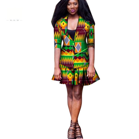 New Arrival African Sets For Women Dashiki Cotton Women Jacket and Mini Skirt Bazin Plus Size Africa Clothing WY6456