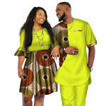 African Couple Clothes African Dashiki Print Two Piece Set Couple African Clothing for Lovers Men's Pants Set Women Dress WYQ80