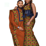 Bintarealwax Africa Style Couples Clothing Bazin Long Women Dress & Mens Robe set Dashiki Plus Size Wedding Clothing WYQ841