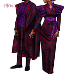 African Couple Clothes Suit and Dress 2 Pcs Top and Pant for Men High Waist Women Clothing for Lovers Party Wedding WYQ717