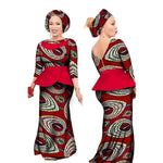 African Skirt Sets Printed Wax Two Piece Suits Bazin Riche Clothes for Women African Crop Top and Skirt Clothing WY1616