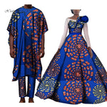 Couples Lover Clothes Print Dress African Clothing African Dresses for Women Bazin Shirt and Pants Men 3 Pieces Sets WYQ427