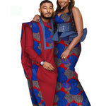 Bintarealwax Africa Style Couples Clothing Bazin Long Women Dress & Mens Robe set Dashiki Plus Size Wedding Clothing WYQ841