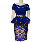 Africa Style Two Piece Short Set for Women Summer Dashiki Crop Top and Skirt Africa Clothes Bazin Halter Sexy Office Set WY5140