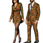 African Clothes for Couple Fashion Blazer Coat African Print Clothing for Lovers Men Blazer Suit Women's Mini Dress WYQ594
