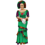 African Clothing Half-Sleeve Style Long Dress For Women Cotton Print X11415