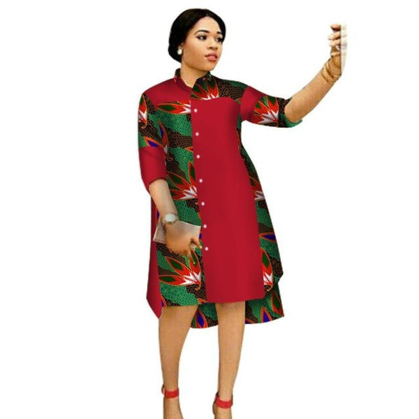 Women Maxi Dress African Print Dresses For Women Three-Quter Sleeve Dress X11100