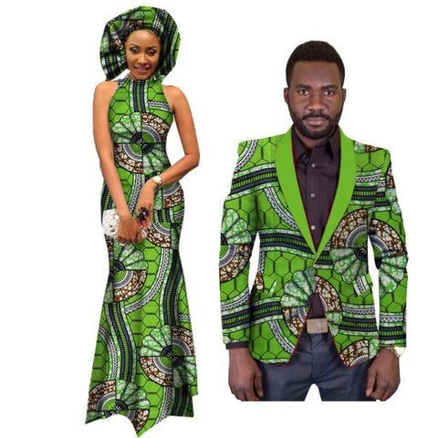 African Clothing For Couples Dashiki Bazin Women Dress Mens  V11687