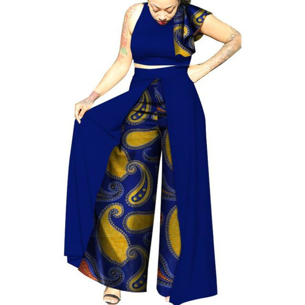 African Clothingtop-Skirt Sets Cotton Wax Print Dress For Women Bazin X11524