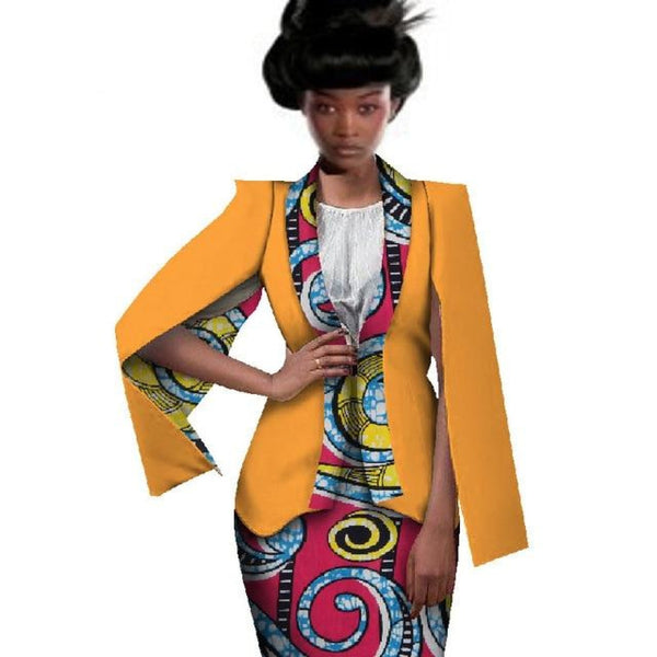 Africa Cotton 2-Piece Set Skirt-Suit Jacket Set for Women X10590