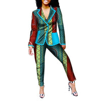 African Print patchwork Office pants-suit set for women X10710