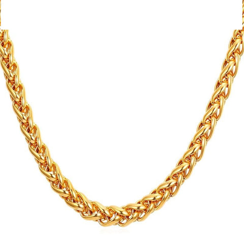 Wheat Chain, Spiga Chain For Men Gold/Black Color Stainless Steel Q50133