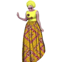 African Style Sleeveless Sexy Long Dress For Women Cotton Print Kitenge X11421