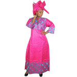 African Women Embroidered Bazin Riche Brocade Long Dress With X21144