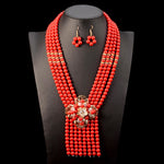 New Nigerian Wedding Jewelry Sets Indian Bride Accessories Crystal Flower Q50218