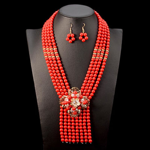 New Nigerian Wedding Jewelry Sets Indian Bride Accessories Crystal Flower Q50218