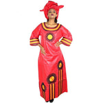 African Embroidered Bazin Riche Brocade Long Dress With Scarf for X21145