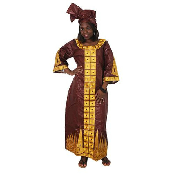 African Bazin riche Brocade Cotton dress with head scarf X21236