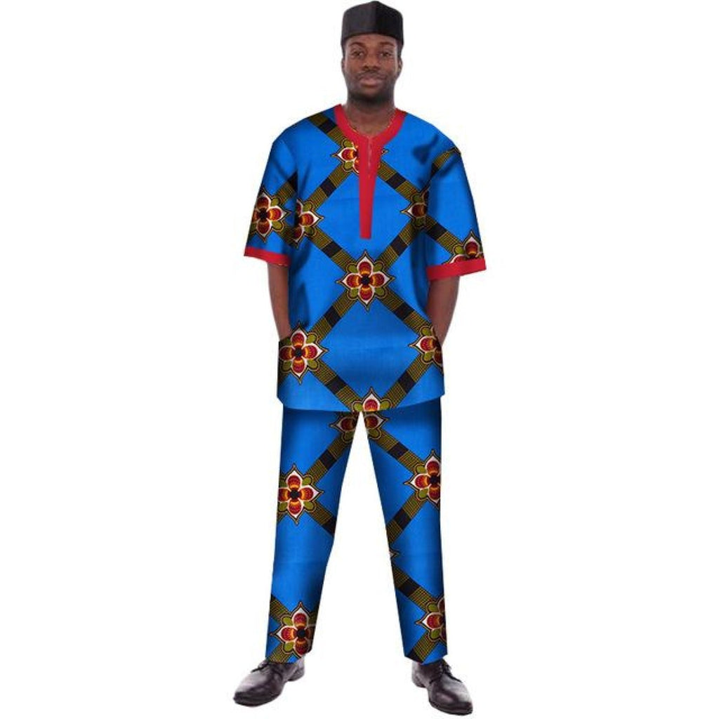 Traditional African Print Dashiki For Men Casual Top with Pants-Trouse ...