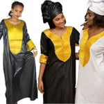 African Clothing Women Dashiki Dress Bazin Traditional Long Sleeve Ladies X21159