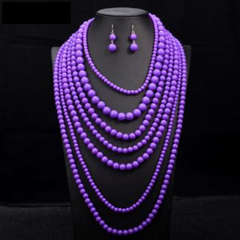 Nigerian Wedding Indian Jewelry Sets Multi Layer Pearl Jewelry Long Q50217