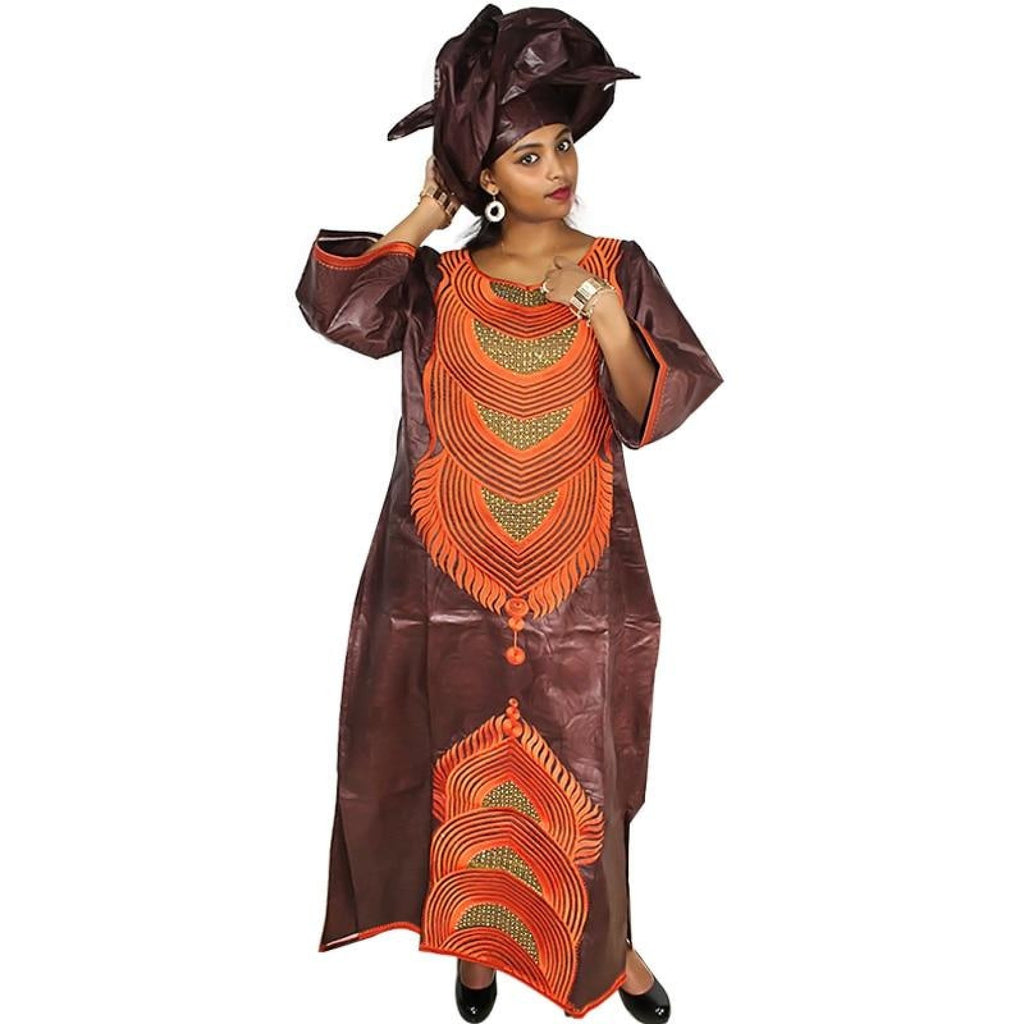 African Women Embroidered Long Kaftan Dress with scarf X21233 ...