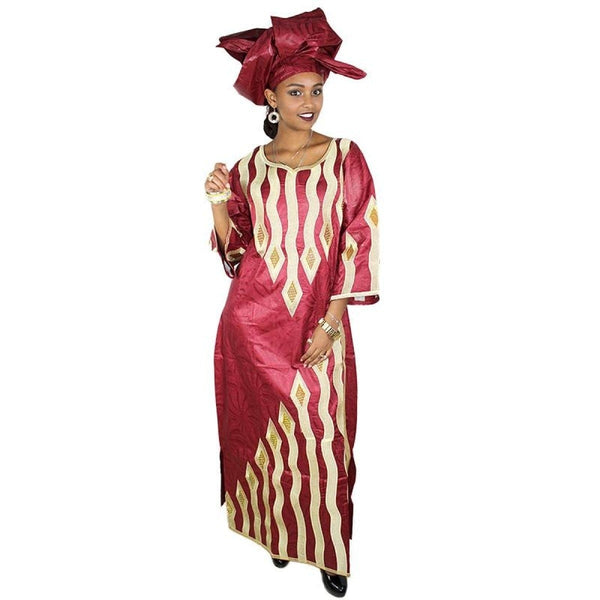 African Clothing For Women New Bazin Embroidery Design Long Dress  X21267