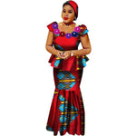 African Dashiki Bazin Dress 2-Piece Top and High Waist Skirt Set  X11008
