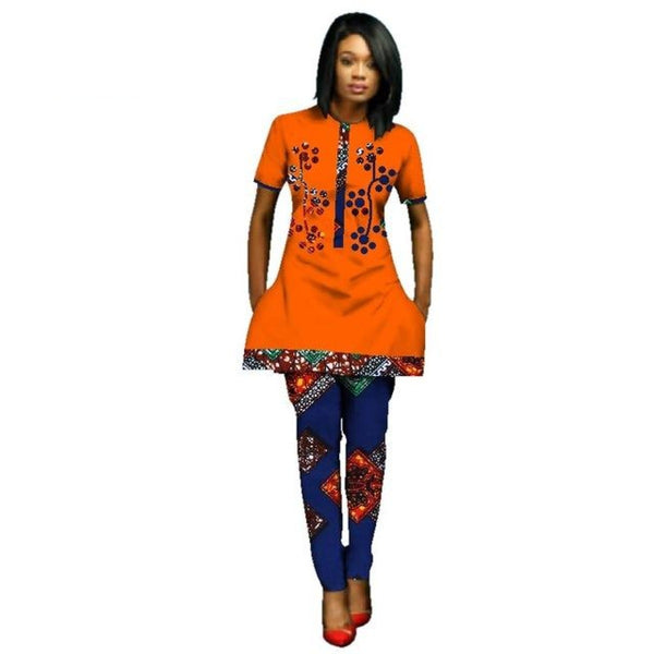 Blue and White African Clothing Embroidery Design Top-Pants For Women –  Afrinspiration
