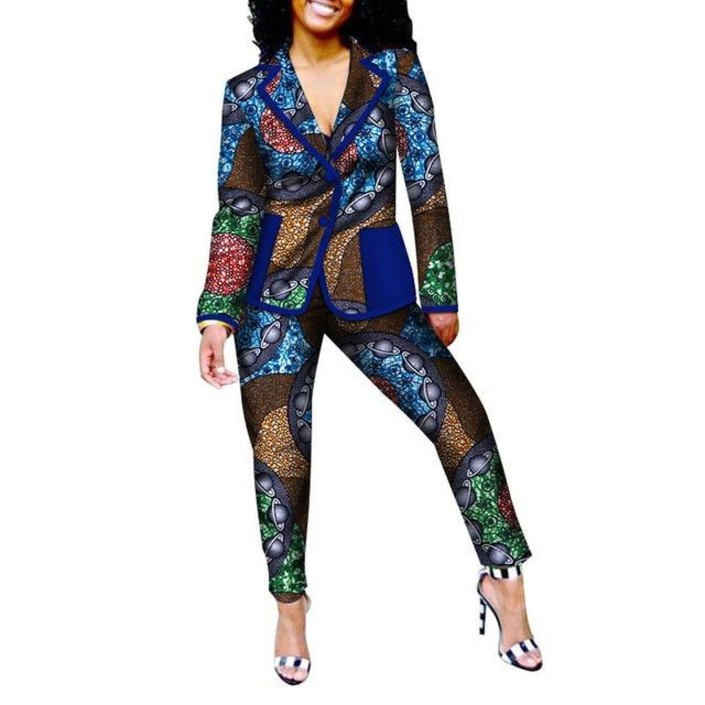 African Print patchwork Office pants-suit set for women X10710 ...