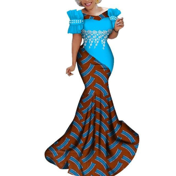 African Print Mermaid Style Long Dresses for X11377