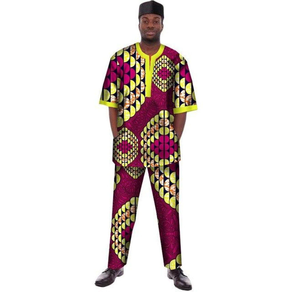 Traditional African Print Dashiki For Men Casual Top with Pants-Trouse ...