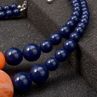 Bohemian Maxi Necklace Women Double Layer Beads Chain Resin Gem Vintage Q50205