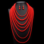Nigerian Wedding Indian Jewelry Sets Multi Layer Pearl Jewelry Long Q50217