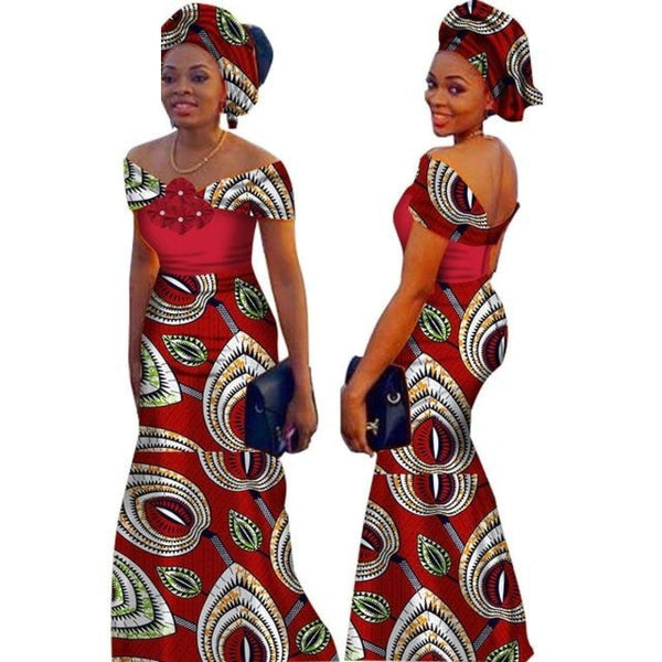 African Style Long Dress For Women Cotton Print Kitenge Ankara Custom X11393