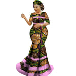 African Style Top and Long Skirt For Women Cotton Print Kitenge Ankara X11002