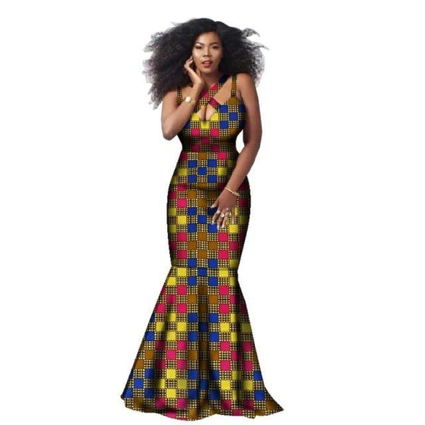 African Style Long Dress Women Classic Batik Cotton Print Kitenge Ankara X11418