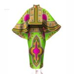 Dashiki Angelina African Women Print Winter Crop Top Cape and Dress Set X10416
